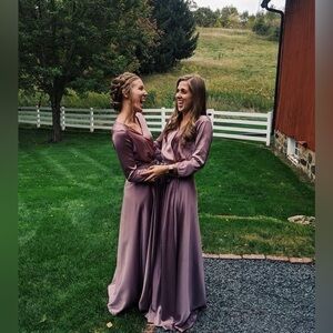 Lavender Silk Wrap Dress Women’s size M Wedding Bridesmaid Formal Gala Dress